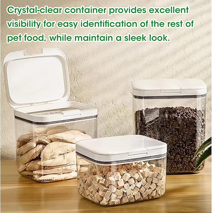 TBMax 2 Pack Large Dog Treat Container Bins 2 Qt + 3 Qt with One-Press Flip-up Lid, Airtight Pet Dog Cat Treat Jar for Countertop, Pet Biscuit Canister Cookie Holder - Image 7