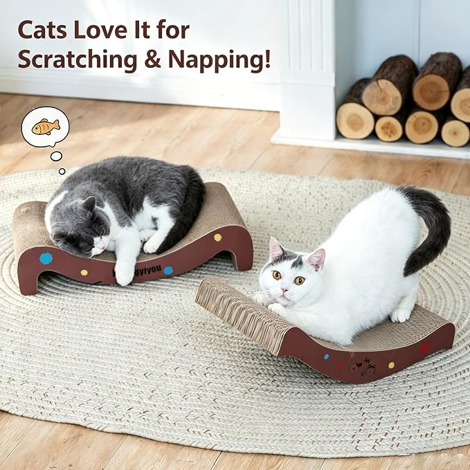Cat Scratcher, 2 in 1 Corrugated Cat Scratch Board Lounger for Scraching & Napping, Cat Scratchers for Indoor Scratch Pad Couch Cardboard as Cat Bed & Furniture Protector from Cat Claws, 19.68 Inch - Image 3