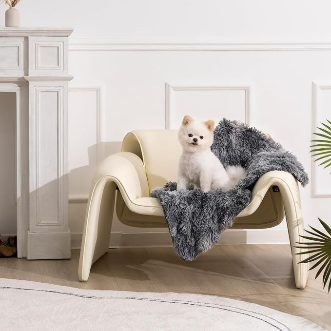gogobunny Waterproof Dog Blanket for Couch & Furniture Protection - Super Soft Reversible Throw for Large Dogs & Cats, Calming Washable Fur & Sherpa Pet Blanket(25x35 Inch, Tie-dye Grey) - Image 5