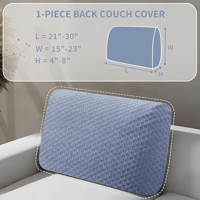 YEMYHOM Couch Cushion Covers for Sofa, Stretch Sectional Back Cushion Covers Washable Thick Furniture Protector Sofa Slipcovers for Pets (1PC Back Couch Cover, Light Blue) - Image 2