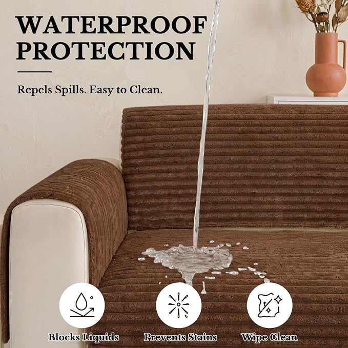 Smiry Waterproof Couch Cover for Dogs, Washable Non Slip Plush Protector | Waterproof Protection, Plush Flannel, Non Slip Backing, Pet Hair & Scratch Protection, Soft Cover (43" x 82.7") - Image 4