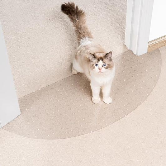 Uross Semi-Circular Carpet Protector for Pets 1PCS, Plastic Cat Carpet Protector for Doorway, Cat Scratch Protector Mat, Cat Ripping Up Under Door Carpet Scratch Stopper by Uross
