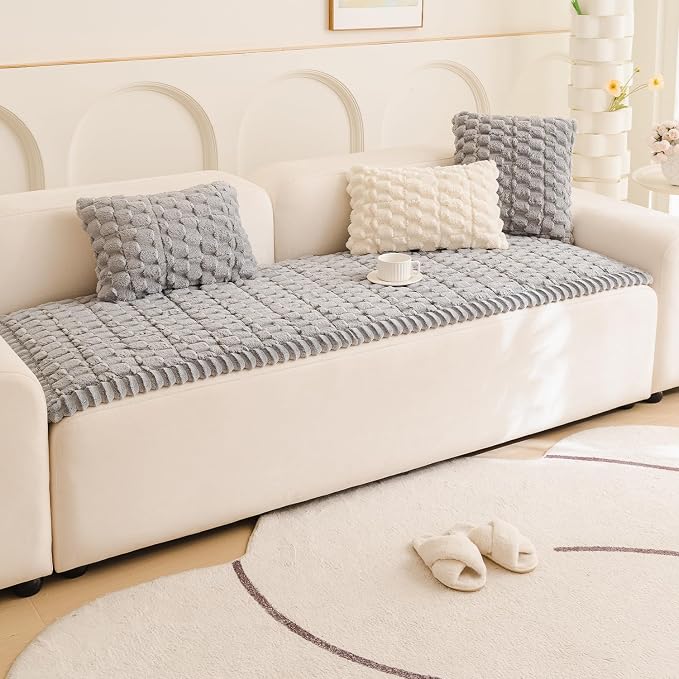 Tiwwie Couch Cover for Dogs Fuzzy Sofa Covers for Pet, Non Slip Sofas Pad | Dog Cover for Couch with Grip Backing, Pet-Friendly Washable Sofa Slipcover Cushion Protector, Pet Dogs Mat - Image 2