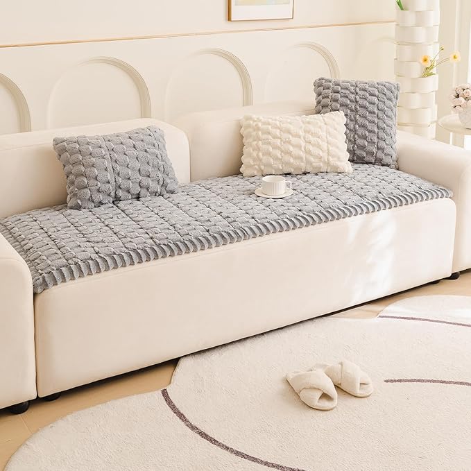 Tiwwie Couch Cover for Dogs Fuzzy Sofa Covers for Pet, Non Slip Sofas Pad | Dog Cover for Couch with Grip Backing, Pet-Friendly Washable Sofa Slipcover Cushion Protector, Pet Dogs Mat - Image 2
