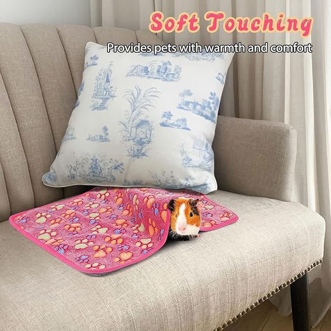 YUEPET Waterproof Guinea Pig Blankets Washable 3 Pack Small Animal Fleece Cage Liners Pet Soft Sleep Mat Pad Cover Warm Flannel Throw for Hamster Guinea Pig Rabbit Chinchilla Hedgehog Ferret 30"×16" - Image 5