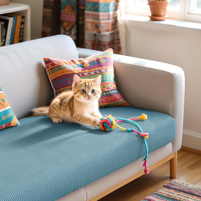 Hokway Couch Cushion Covers Stretch Cushion Covers Sofa Seat Cushion Slipcover Cushion Protector(SmokyBlue, Large) - Image 8