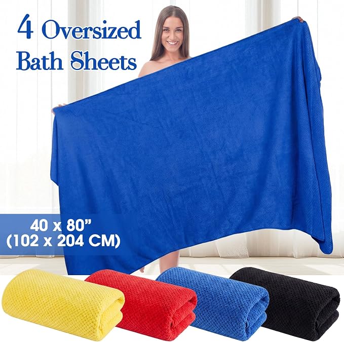 Newwiee 4 Pcs Oversized Bath Towel 40'' x 80'' Bath Sheet,Vivid Colors | Fluffy Microfiber Quick Dry, Extra Large Bathroom Towel, Soft Absorbent Adult Shower Sheet, Fall Halloween Decor, Spa Beach - Image 2