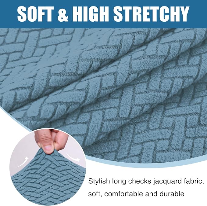 Smiry Waterproof Couch Cushion Covers, Non Slip Seat Cushion Covers | Stretch Jacquard Sectional Sofa Slipcover, Washable Elastic Furniture Protector for Pets, Kid, Medium, Blue - Image 7