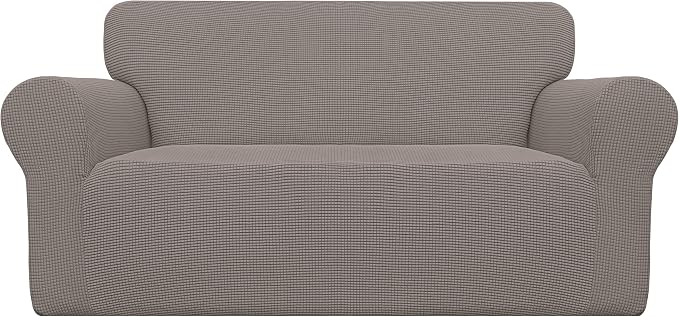 Easy-Going Stretch Oversized Loveseat Couch Covers Washable Taupe | 1-Piece Large Loveseat Cover for 2 Cushion Couch Furniture Protector RV Sofa Slipcover Soft with Bottom for Kids Pets by Easy-Going