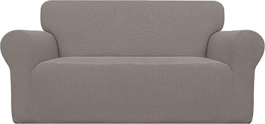 Easy-Going Stretch Oversized Loveseat Couch Covers Washable Taupe | 1-Piece Large Loveseat Cover for 2 Cushion Couch Furniture Protector RV Sofa Slipcover Soft with Bottom for Kids Pets by Easy-Going