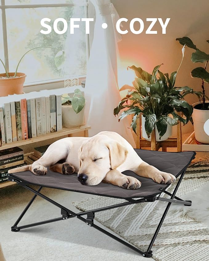 KingCamp Elevated Dog Bed for Medium Dogs, Raised Outdoor Indoor Portable Cooling Cot Lifted Pet Hammock off Ground with Washable Breathable Mesh & Frame with Non Slip Foot for Camping Backyard, Black - Image 7