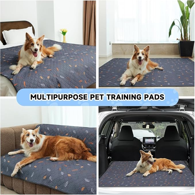 Sunheir Washable Pee Pads for Dogs Large 24" x 72" 2-Pack Reusable Puppy Pads Pet Training Pads, Absorb Dog Mats, Whelping Pad, Non-Slip Protects Against Urine Leakage, Runner Rug (Leaves - Deep Grey) - Image 5