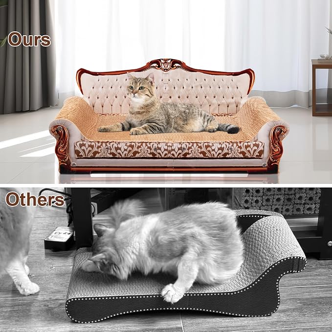 COOZMENT Scratching Sofa, Couch Shaped Thick Scratching Cardboard, Lounge Bed for Indoor Rest&Play, Sofa Scratcher Pad (Silver, 27.6" L X 12.4" W X 11.8" H) - Image 4