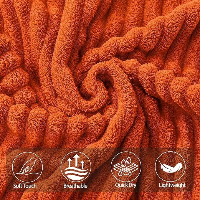 6 Piece Bath Towel Set, 30"x60" Towels, Burnt Orange | Microfiber,Quick dry, Highly Absorbent,shower towels for bathroom gym,2 large Bath towels,2 hand towels,2 washcloths - Image 5