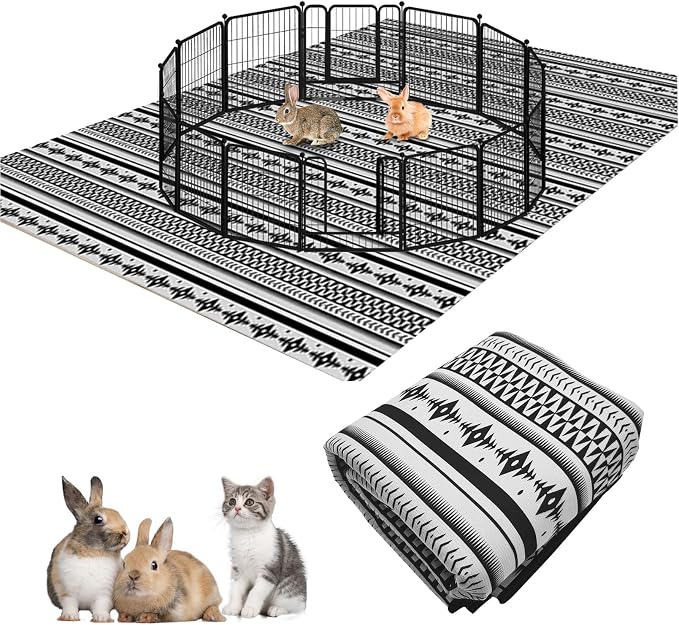 BNOSDM 91" X 63" Extra Large Rabbit Cage Liners Washable Reusable Bunny Bedding Pets Dog Whelping Pads with Anti Slip Bottom Pad Rug for Dogs Chinchillas Cats Guinea Pigs Ferrets by BNOSDM