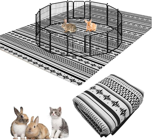 BNOSDM 91" X 63" Extra Large Rabbit Cage Liners Washable Reusable Bunny Bedding Pets Dog Whelping Pads with Anti Slip Bottom Pad Rug for Dogs Chinchillas Cats Guinea Pigs Ferrets by BNOSDM