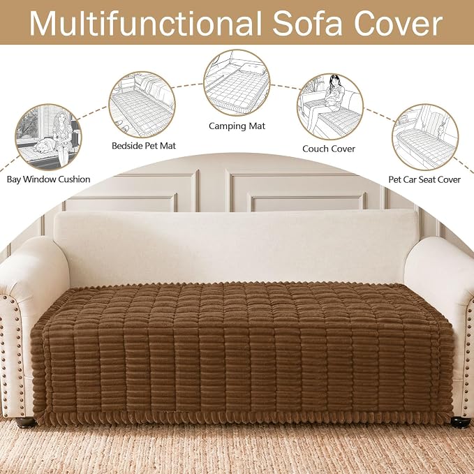 hyha Couch Cover for Dogs, Washable Non Slip Plush Flannel Sofa Protector | Thick Flannel, Silicone Anti-Slip Backing, Pet Hair & Scratch Protection, Fits Sofa & Loveseat (43" x 63") - Image 3