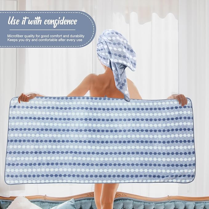 SmoothNovelty 16 Pack Microfiber Bath Towels Bulk 27'' x 60'' Oversized Size Bath Towel Highly Absorbent Extra Large Soft Drying for Beach Shower Summer Salon Sport Gym Party (Cone,Blue) - Image 5