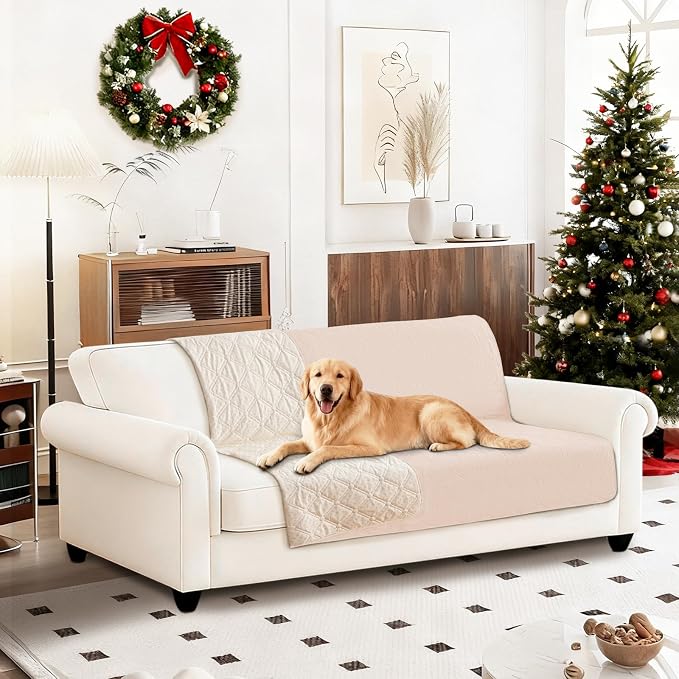 Waterproof Dog Blanket, Non-Slip Soft Pet Bed Cover, Couch Cover for Dogs Washable, Protects Sofa, Furniture, Crate, Car, Tear Resistant Leakproof Pet Blanket (52x82 Inch, Beige) by CYCMACOHOME