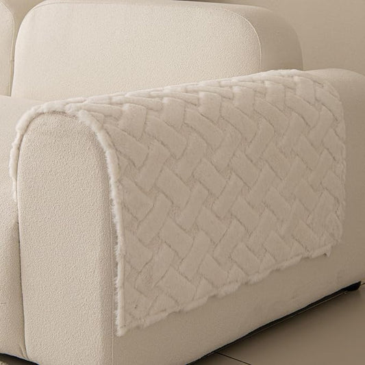 Waterproof Dog Bed Cover Non Slip Couch Cover for Dogs Washable Soft Faux Fur Sofa Cover Couch Covers for 3 Cushion Couch Sofa Pet Friendly (Off White, 22.5x22.5（2pc）) by Unknown