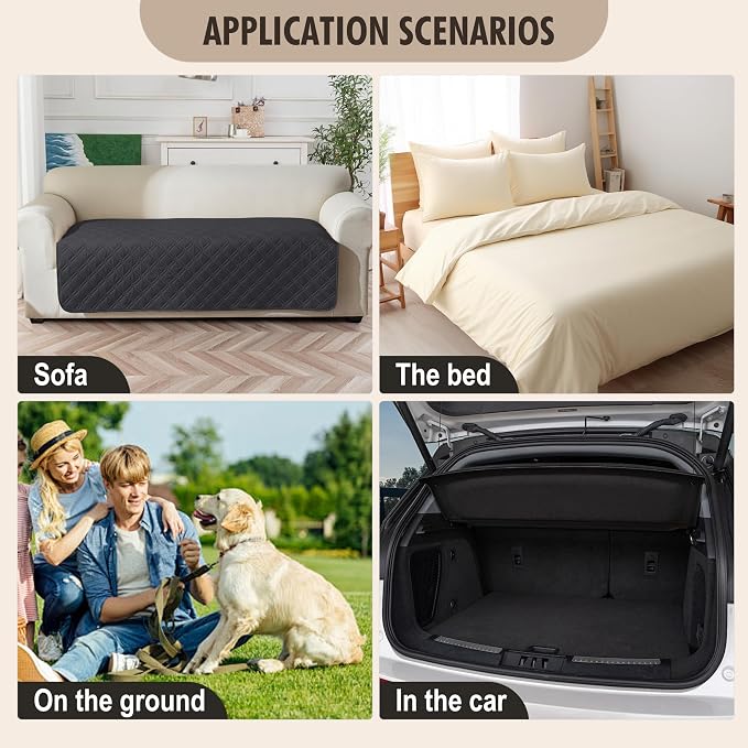 Genina Waterproof Couch Cover, Washable Anti-Slip 86.6 inch Sofa Covers with 4 Cushions, Sectional Couch Covers for Pets Friendly, Sofa Slipcovers for Dogs Cats, (86inch/Charcoal Grey) - Image 6