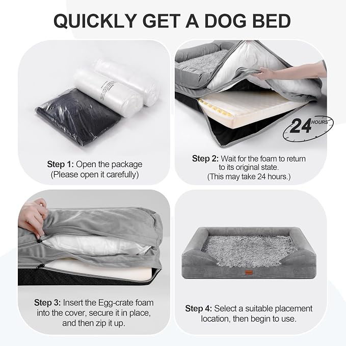 Gimars 3.7in Thickened Orthopedic Dog Bed for Extra Large Dogs, Supportive Dog Sofa Bed with 28D Egg-Crate Foam, Removable Washable Cover, Waterproof Lining for Puppy, Senior, Sick - Image 8