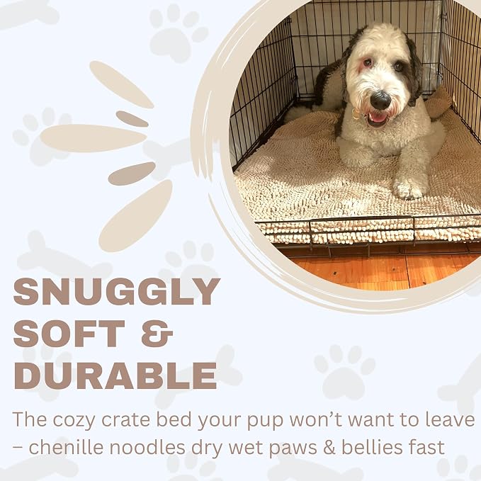 Soggy Doggy Crate Mate Dog Crate Pad, Beige, Extra-Large 28x42 | Reversible chenille pad; absorbs 7x its weight; fits wire, plastic crates & cars; puppy to senior dog; quick-dry - Image 8