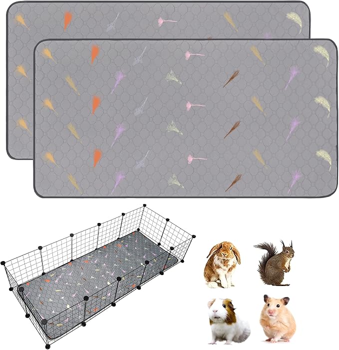 2Pcs Guinea Pig Cage Liners,Guinea Pig Fleece Cage Liners24''X60'' Super Absorbent Washable Pee Pads Reusable for Rabbit Hamster Chinchilla by LWYMX