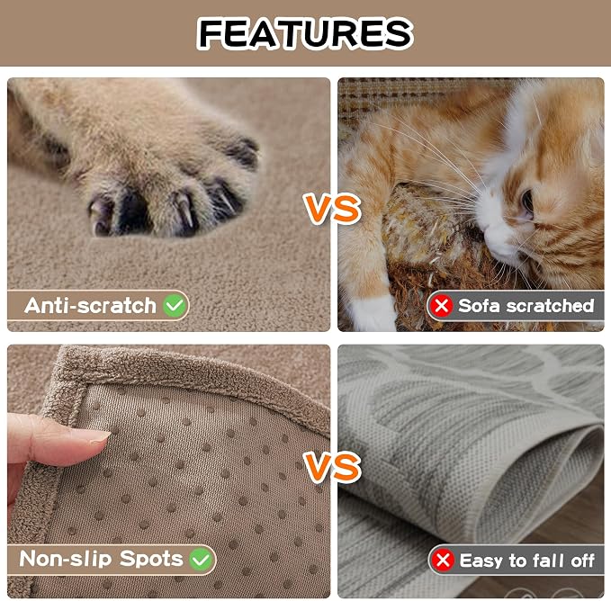 MEETSKY Couch Cover for 2 Cushion Sofa, Washable Cat Scratch Proof Sofa Covers Love Seat L Shape Soft Sectional Sofa Slipcover Furniture Protector for Dogs Pets Kids, 71" x 118", Khaki - Image 6