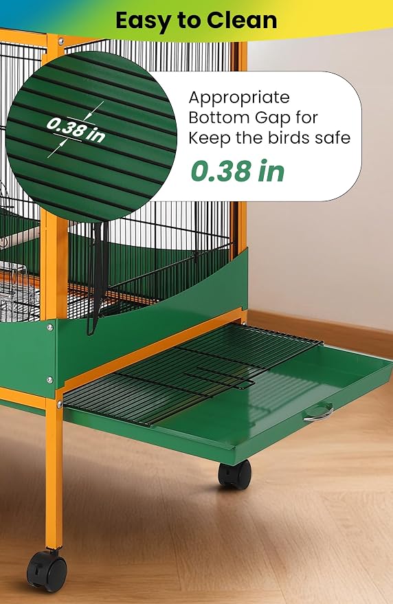 Garvee Bird Cage, 66''H Extra Large Bird Cage,Easy to Clean | w/ Removeble Tray, Waterproof Roof, Lockable Caster, Indoor& Outdoor Use for Conure,Macaw,Budgie,Cockatiel,Parakeet - Image 6