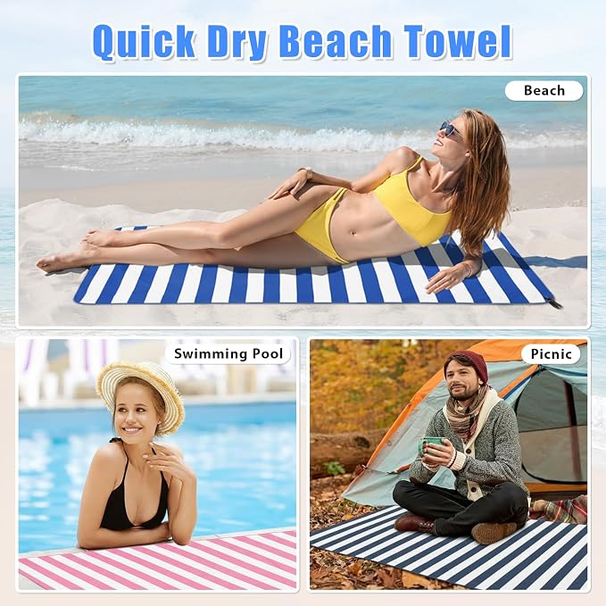 Sfee 2 in 1 Microfiber Beach Towel, Quick Dry Towel Travel Camping Towel Super Absorbent Compact Lightweight Sports Gym Towels Set for Beach, Gym, Hiking, Pool, Backpacking, Bath, Yoga - Image 4