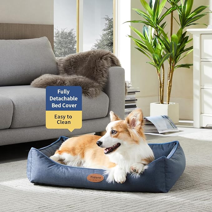 Tidore Orthopedic Dog Beds for Medium Dogs, Durable Egg Crate Foam Sofa Dog Bed wit Washable Removable Cover,Waterproof Lining,Pet Bed for Large Dogs (Navy Blue, 31.5" L x 25.2" W x 7" Th) - Image 2