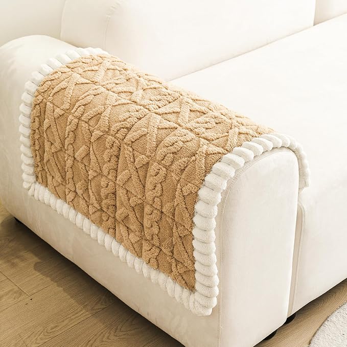Fuzzy Couch Covers for Dogs, Non Slip Thick Dog Couch Cover Protector, Plush Pet Couch Covers for Sofa Washable, Soft Sofa Cushion Slipcovers Pet Friendly(1PC, Light Brown, 27.6”x27.6”) - Image 2