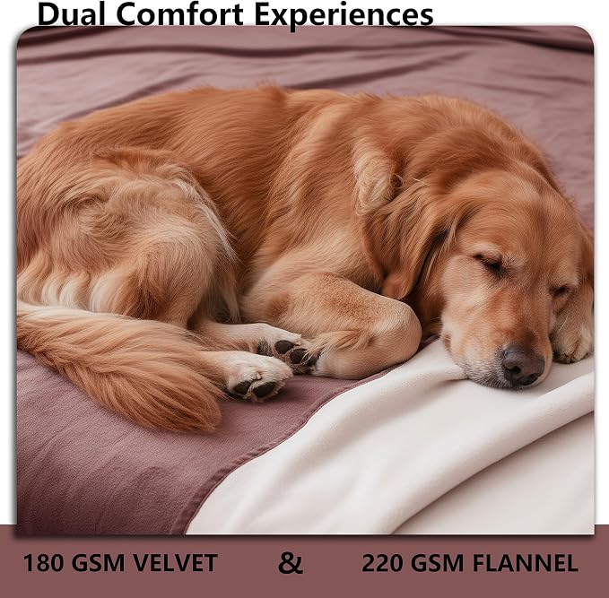 Waterproof Blanket - Reversible Dog Throw as Furniture Protector | Soft Velvet & Flannel, TPU Leak-Proof Liner, Machine Washable, Fits Couch and Bed, 68" x 82", Burgundy/Cream - Image 4