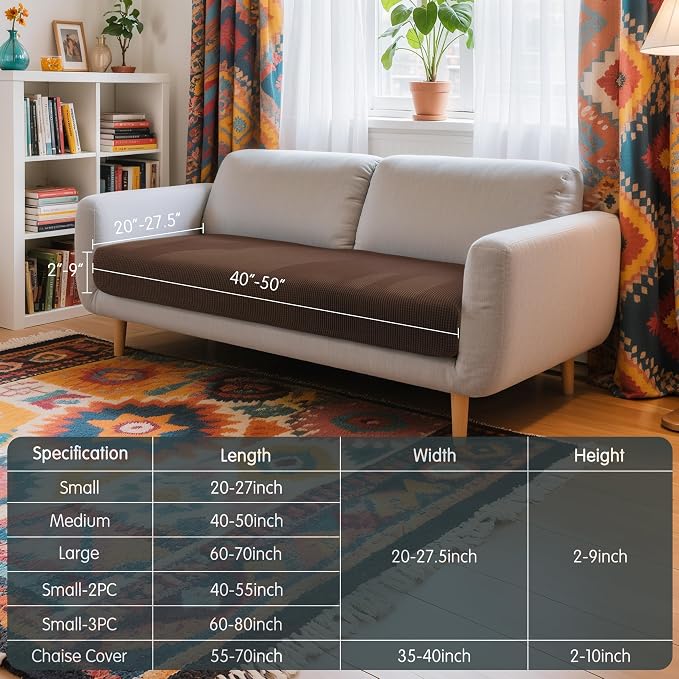 Hokway Couch Cushion Covers Stretch Cushion Covers Sofa Seat Cushion Slipcover Cushion Protector(Chocolate, Medium) - Image 3
