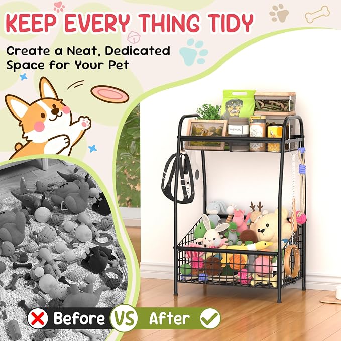 Kaiferty Indestructible Medium Dog Toy basket, Toy Box for Dogs,Pet Toys Bin Dog Metal Wire Basket for Toys, Food Storage, Storage Organizer Chest Storage, Toy Box for Living Room Area (Black) - Image 6