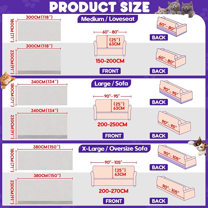 Loiion Cat Scratch Proof Furniture Protector Waterproof Sofa Cover 118"x91" | Pet-Friendly Couch Protector, Anti-Scratch & Anti-Slip Sofa Cover For Cats Dogs Kids, Machine Washable - Image 6