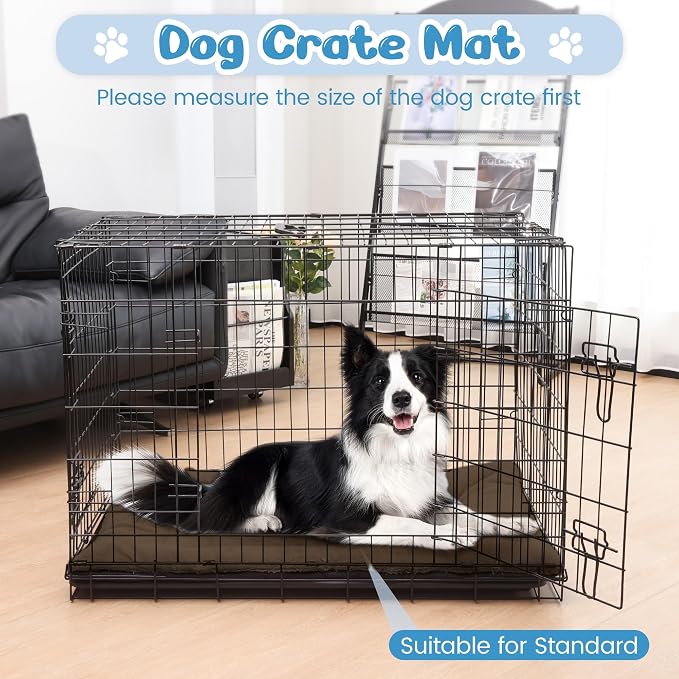 Dog Crate Pad, 42 Inch Machine Washable Plush Dog Crate Mat for Large Dogs, Soft Anti-Slip Kennel Pad & Pet Bed Mat for Metal Crates, Brown - Image 5