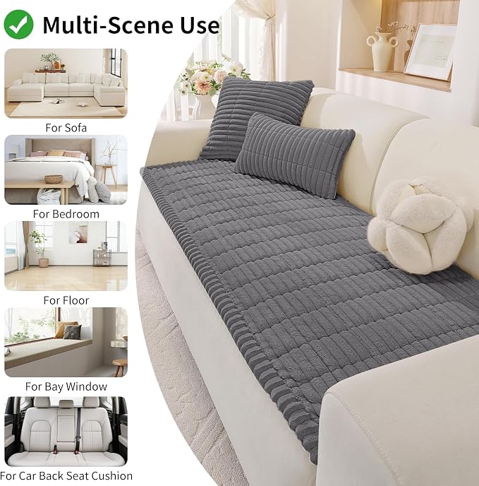 Couch Cover for Dogs,Washable Non-Slip Pet Friendly Sofa Protector | Thick Flannel Sofa Cover,Nonslip, Washable,Anti-Pilling,Pet Friendly,for Dogs & Cats,Cozy Protect Against Fur,27.6" x 35" - Image 3