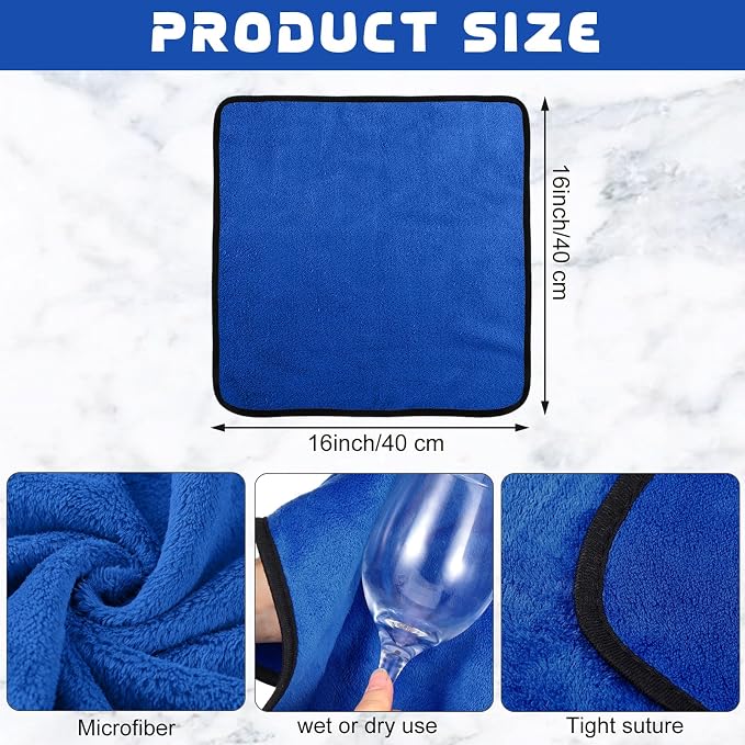Tallew 40 Pcs Blue Microfiber Towels: 16"x16" Microfiber Drying Towels Bulk Micro Fiber Car Cleaning Cloth for Cars Drying Washing Polishing Cleaning Household Supplies - Image 2