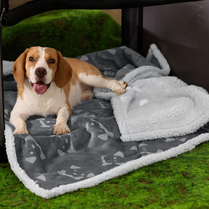 Bedsure Waterproof Dog Blankets for Large Dogs - 40"X50", Anchor Gray | Soft Print Sherpa Fleece Pet Cat Blanket Washable for Couch Protection, Cozy Plush Reversible Throw Furniture Protector - Image 9