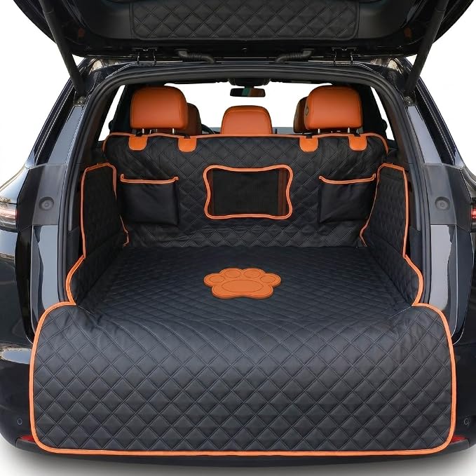 SUV Cargo Liner for Dogs,Waterproof Dog Trunk Cover with Side Flaps | Material: Waterproof PU Leather | Protection: 12.60" Side Flaps & 17.72" Bumper Flap | Fit: Most SUVs | Non-Slip Design by Unknown