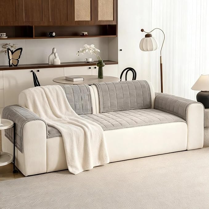 Couch Covers for Dogs Washable, 27.6"x70.9" Non Slip Couch Covers for Loveseat Sofa Pet Friendly, Soft Fuzzy Sofa Covers for Pet, Dog Couch Cover Furniture Protector(1PC,Light Grey) - Image 2