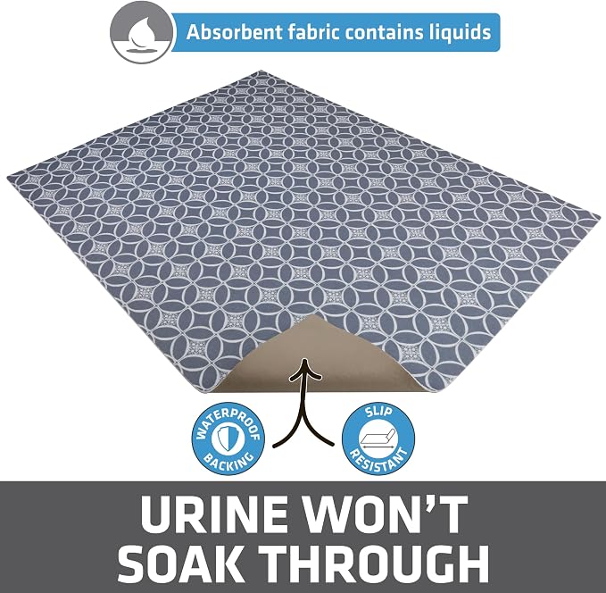 Drymate Cat Litter Box Mat, Litter Trapping Mat, Indigo Grey, 29x36 XL | Waterproof, Urine-Proof, Absorbent, Machine Washable, Soft on Paws, Contains Mess, Protects Floors, Kitten Supplies, USA Made - Image 3