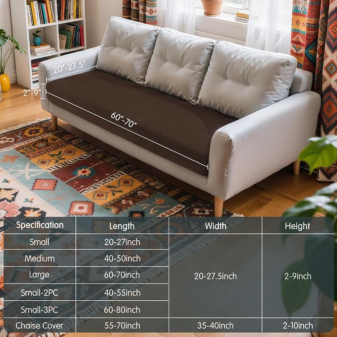 Hokway Couch Cushion Covers Stretch Cushion Covers Sofa Seat Cushion Slipcover Cushion Protector(Chocolate, Large) - Image 3