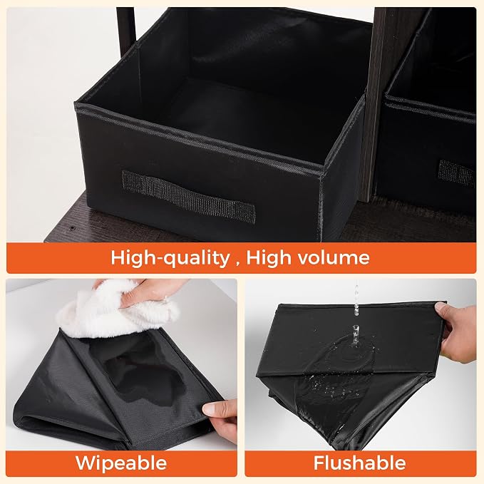 Dwanton Litter Box Enclosure with 2 Storage Shelves and 2 Drawers, 2-in-1 Hidden Cat Litter Box Enclosure Furniture with Shelf, Reversible Entrance, Washable Drawers, 50-Inch, Dark Grey - Image 6