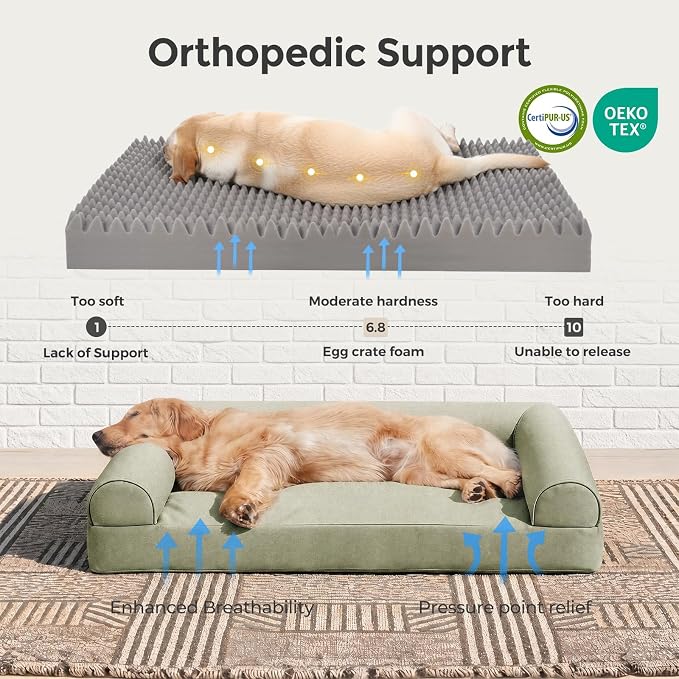 Sytopia 42 Inch Outdoor Waterproof Dog Bed for Extra Large Dogs, Washable Jacket-Grade Shell with Egg Crate Foam, Orthopedic Durable Bed for Patio, Deck, Ideal for Indoor Outdoor Use, Green - Image 2