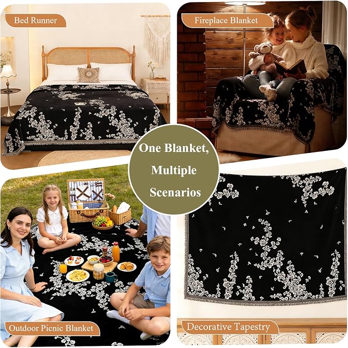 STACYPIK Vintage Ginkgo Floral Sofa Covers Washable, Botanical Jcaquard Black Couch Cover for 2 Cushion Couch, Pet Friendly Loveseat Protector for Sectional Sofa Throw Slipcover Living Room-71X118IN - Image 5