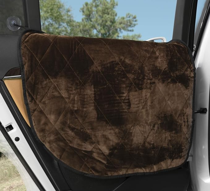 Plush Paws Products Velvet Car Door Protector | Washable & Waterproof Interior Door Cover for Car, Truck, & SUV | One Size Fits Most Nonslip, Tear Resistant Door Guard | Set of 2 Chocolate by PlushPawsProducts%C2%AE