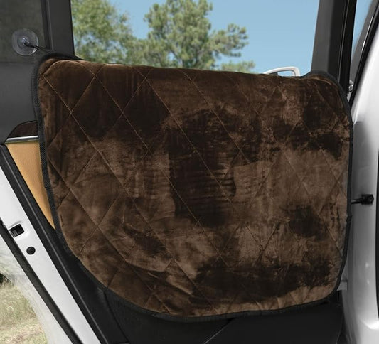 Plush Paws Products Velvet Car Door Protector | Washable & Waterproof Interior Door Cover for Car, Truck, & SUV | One Size Fits Most Nonslip, Tear Resistant Door Guard | Set of 2 Chocolate by PlushPawsProducts%C2%AE